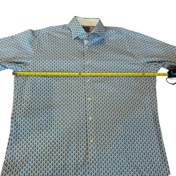 Thomas Dean Men’s XL Geometric Floral Dress Shirt Long Sleeve Cotton Button Down - Picture 3 of 7